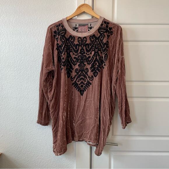 Johnny Was Velvet Silk Top Brown - Picture 1 of 4